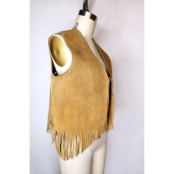 Leather FRINGES Perforates Floral Leather Vest Southwestern Western Unisex S M - Picture 4 of 10